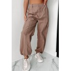 Celia Nylon Cargo Pants (Mocha)