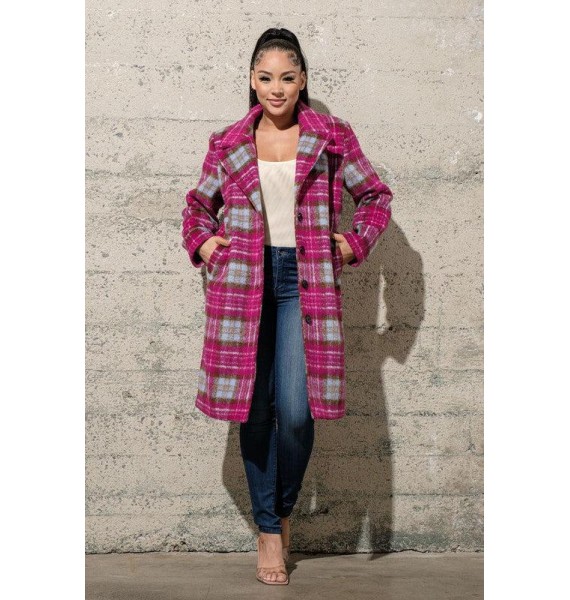 Season Of Reason Plaid Jacket (Fuchsia)