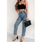 Arden High Rise Acid Wash Cargo Boyfriend Jeans (Acid Wash)