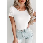 Chancy NanaMacs Original Short Sleeve Scoop Back Bodysuit (White)