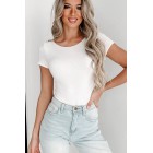 Chancy NanaMacs Original Short Sleeve Scoop Back Bodysuit (White)