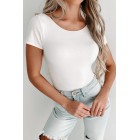 Chancy NanaMacs Original Short Sleeve Scoop Back Bodysuit (White)