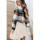 Expectations Of Fall Plaid Crop Shacket (Blue/Brown)