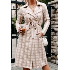 Ebb & Flow Plaid Trench Coat (Light Camel)