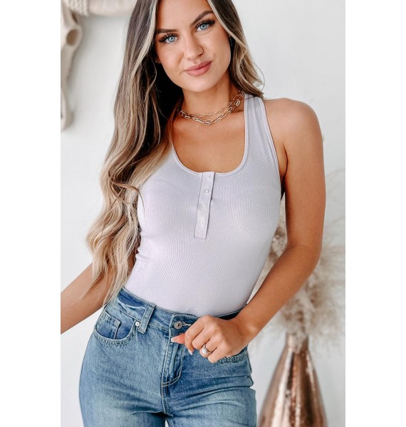 Words Of Comfort Button Detail Bodysuit (Lilac)