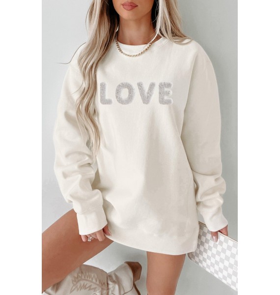 Fuzzy Feelings Of Love Heavyweight Graphic Crewneck (Bone) - Print On Demand