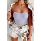 Prepped To Party Ribbed Padded Bodysuit (Lilac)