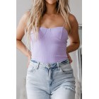 Prepped To Party Ribbed Padded Bodysuit (Lilac)