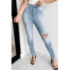 Anika High Rise Distressed Skinny Jeans (Light Stone)