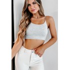 Beat The Heat Knit Cami Crop Top (Light Heather Grey)