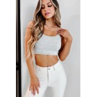 Beat The Heat Knit Cami Crop Top (Light Heather Grey)