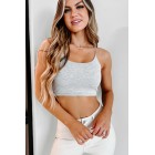 Beat The Heat Knit Cami Crop Top (Light Heather Grey)