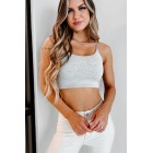 Beat The Heat Knit Cami Crop Top (Light Heather Grey)