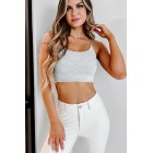 Beat The Heat Knit Cami Crop Top (Light Heather Grey)