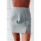 Aleah Brushed Fleece Mini Skirt (Grey)