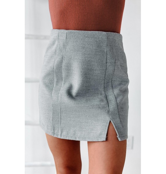 Aleah Brushed Fleece Mini Skirt (Grey)