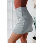 Aleah Brushed Fleece Mini Skirt (Grey)