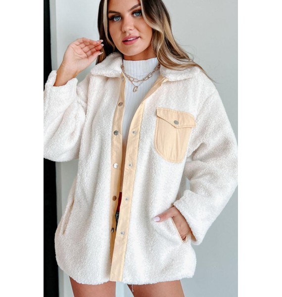 Bundled Up Sherpa Jacket (Cream)