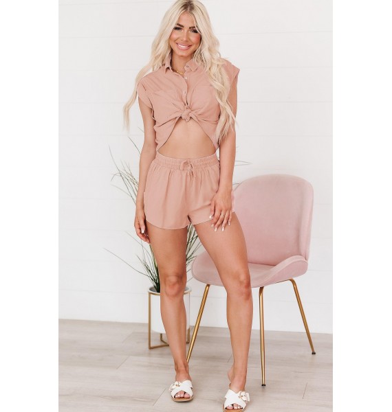 Clear Your Thoughts Two-Piece Short Set (Salmon Pink)
