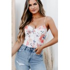 Fascinated By You Padded Floral Bodysuit (White)