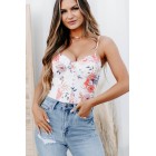 Fascinated By You Padded Floral Bodysuit (White)