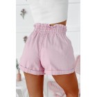 Always Bubbly Drawstring Waist Cuffed Denim Shorts (Pink)