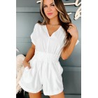 Final Conclusion Textured V-Neck Romper (White)