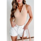 Don't Question Me Ribbed Collared Bodysuit (Taupe)