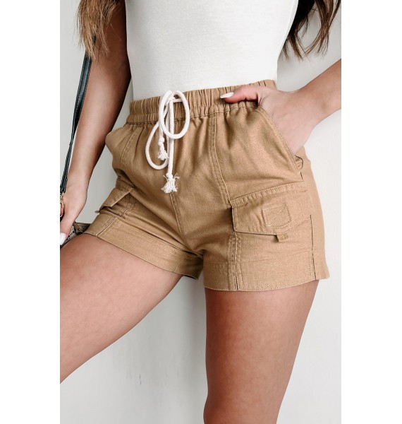 Just Your Typical Girl Cargo Shorts (Taupe)