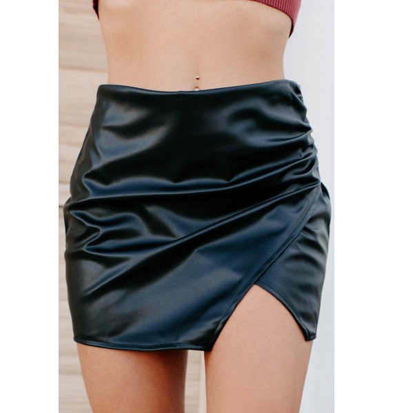 Power To Change Faux Leather Mini Skirt (Black)