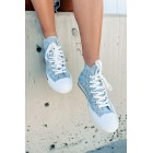 See For Yourself High-Top Canvas Sneakers (Denim Leopard)