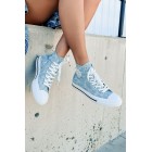 See For Yourself High-Top Canvas Sneakers (Denim Leopard)