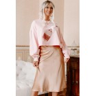 Blissful Beginnings Satin Midi Skirt (Gold)