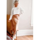 Blissful Beginnings Satin Midi Skirt (Gold)