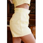 Cabana Kisses Crochet Lace 3 Piece Shorts Set (Yellow)