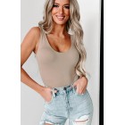 Erin NanaMacs Original Sleeveless V-Neck Bodysuit (Taupe)