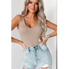 Erin NanaMacs Original Sleeveless V-Neck Bodysuit (Taupe)