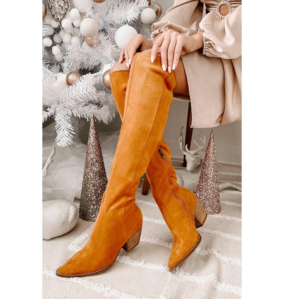 Arisa Faux Suede Over The Knee Boots (Camel)