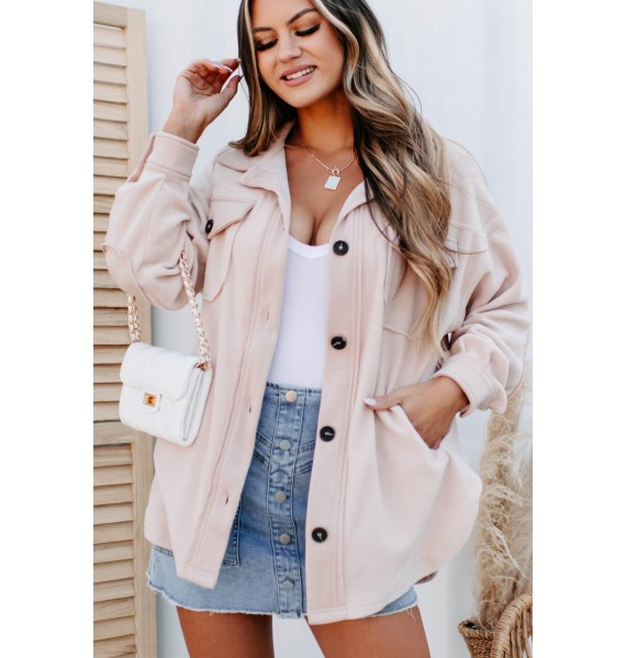 Cozy Campfire Nights Oversized Fleece Shacket (Dusty Blush)