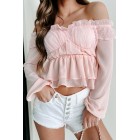 Blinded By Beauty Off The Shoulder Peplum Top (Baby Pink)