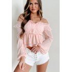 Blinded By Beauty Off The Shoulder Peplum Top (Baby Pink)