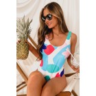 Raised On Sunshine Scoop Back Printed One-Piece Swimsuit (Multi)