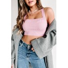 Brand  Chapter Criss-Cross Back Knit Crop Top (Pink)