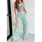 Always Around Satin Cargo Pants (Seafoam)