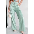 Always Around Satin Cargo Pants (Seafoam)