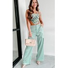 Always Around Satin Cargo Pants (Seafoam)