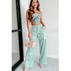 Always Around Satin Cargo Pants (Seafoam)