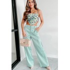 Always Around Satin Cargo Pants (Seafoam)