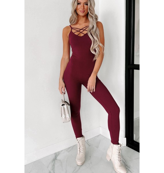 Take It Easy Catsuit (Burgundy)