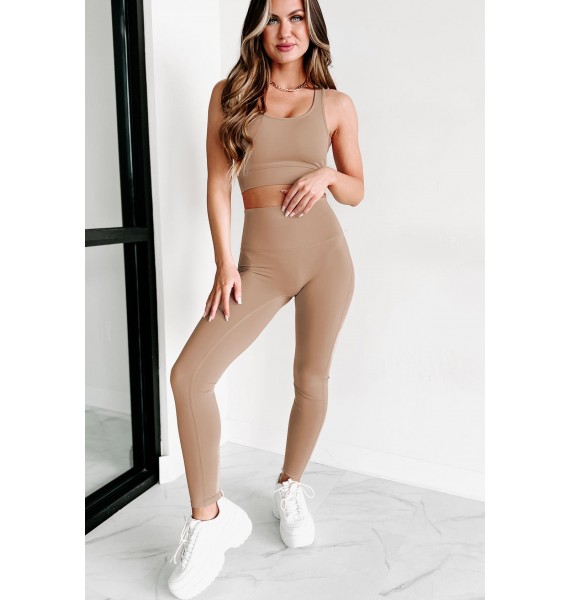 Out Here Lifting Weights Two Piece Legging Set (Ash Mocha)